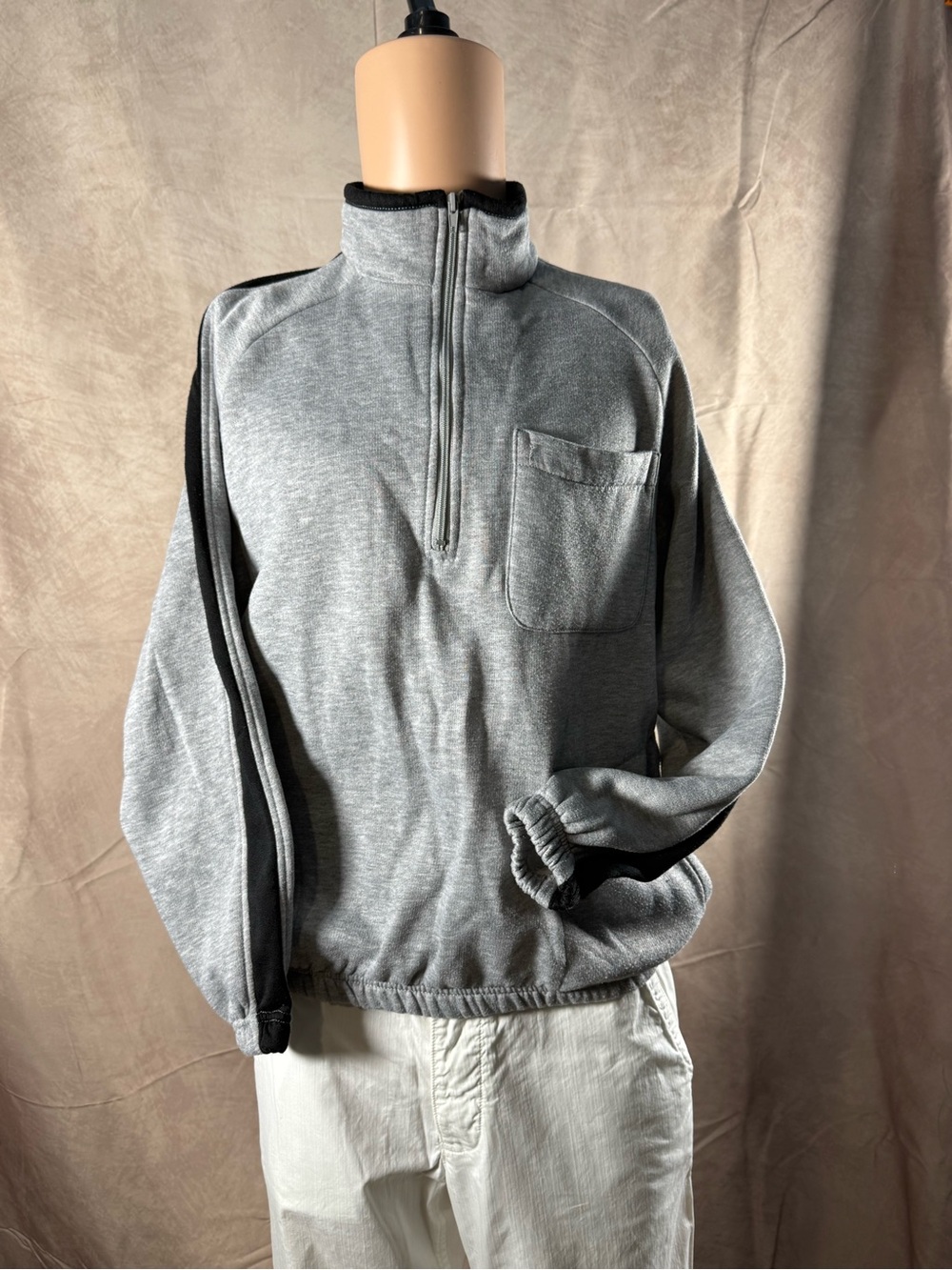 Haband Men's Gray Half-Zip Pullover with Black Trim